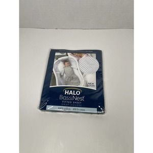 Halo Bassinest‎ Fitted Sheet Gray White Polka Dot Baby 100% Cotton Crib Bedding